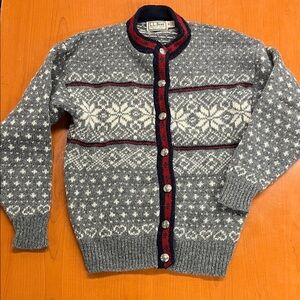 L.L. Bean Gray and Red Cardigan Sweater